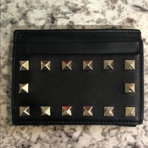 VALENTINO Rockstud Leather Card Case w/  ID holder